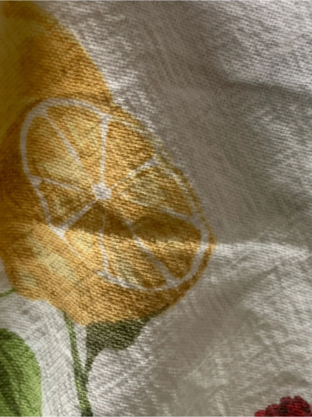 Vintage Cottagecore Fruit and Floral 100% Cotton Tablecloth Lemons cherries